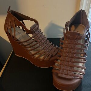 Torrid Brown Wedge Sandals with Strappy Design